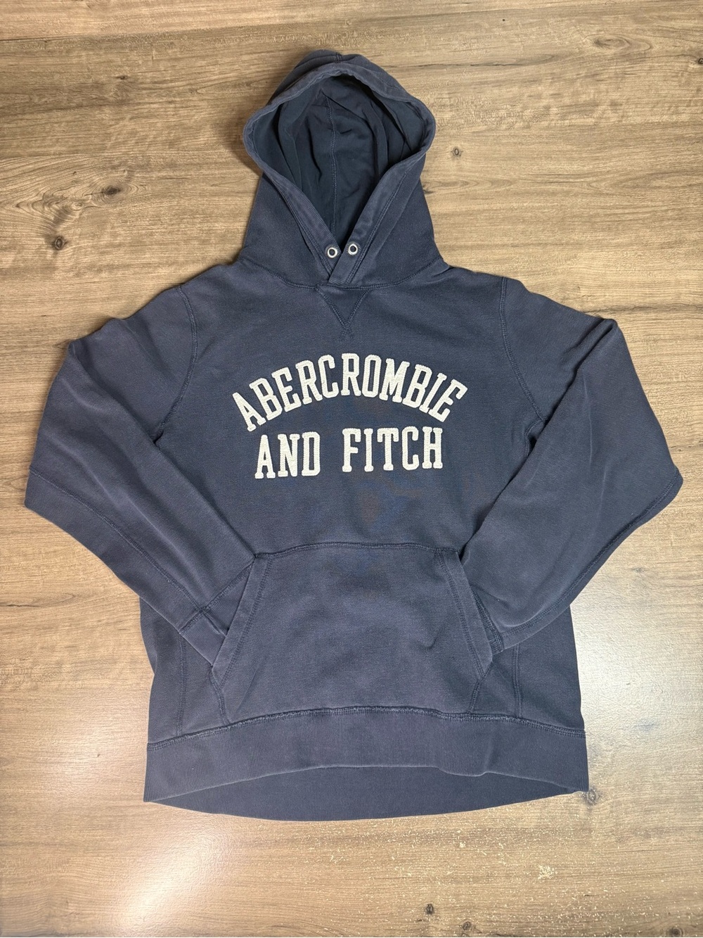 Vintage Y2K Abercrombie & Fitch Hoodie Mens M Navy Spellout Logo 2000s A&F